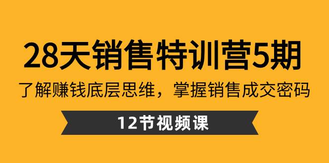 28天·销售特训营5期：了解赚钱底层思维，掌握销售成交密码（12节课）-时光资源网
