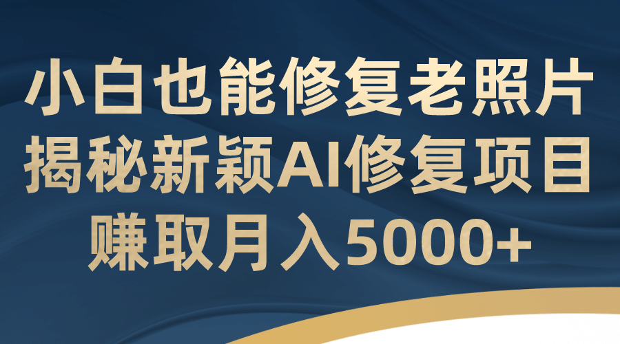 小白也能修复老照片！揭秘新颖AI修复项目，赚取月入5000+-时光资源网