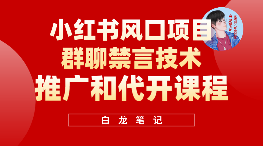 小红书风口项目日入300+，小红书群聊禁言技术代开项目，适合新手操作-时光资源网