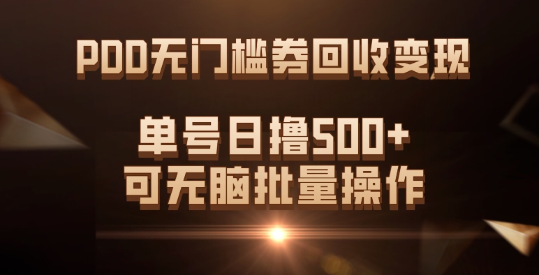 PDD无门槛券回收变现，单号日撸500+，可无脑-时光资源网