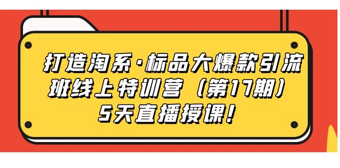 打造淘系·标品大爆款引流班线上特训营5天直播授课！-时光资源网