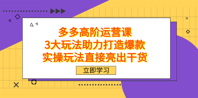 拼多多高阶·运营课，3大玩法助力打造爆款，实操玩法直接亮出干货-时光资源网