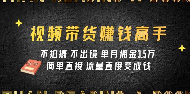 视频带货赚钱高手课程：不拍摄 不出镜 单月佣金3.5w 简单直接 流量直接变钱-时光资源网