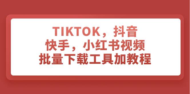 TIKTOK，抖音，快手，小红书视频批量下载工具加教程-时光资源网