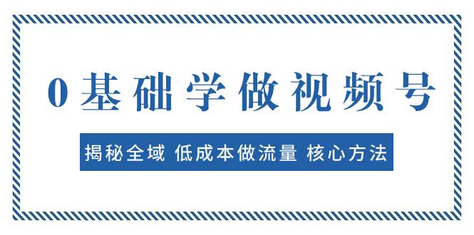 0基础学做视频号：揭秘全域 低成本做流量 核心方法  快速出爆款 轻松变现-时光资源网