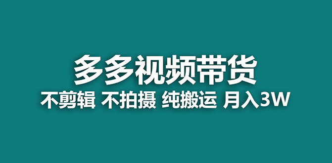 【蓝海项目】多多视频带货，纯搬运一个月搞了5w佣金，小白也能操作【揭秘】-时光资源网