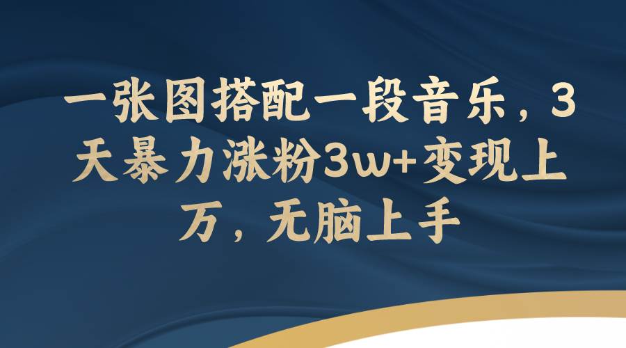 一张图搭配一段音乐，3天暴力涨粉3w+变现上万，无脑上手-时光资源网
