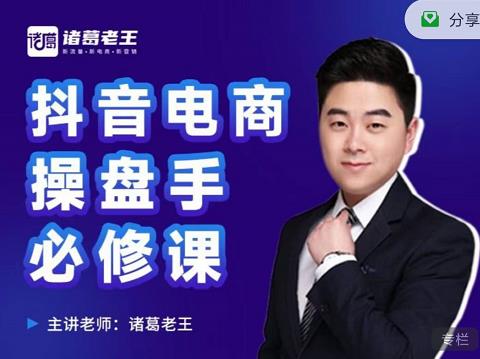 诸葛老王-抖音电商操盘手必修课：顶层设计，​起号破局，爆款运营，数据分析-时光资源网