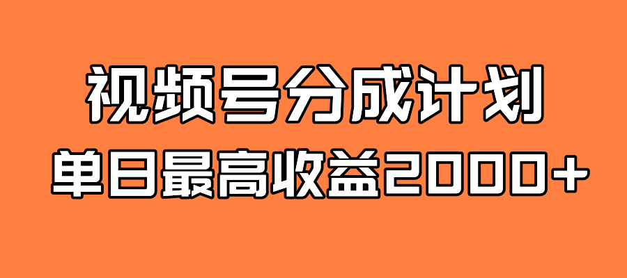 全新蓝海 视频号掘金计划 日入2000+-时光资源网