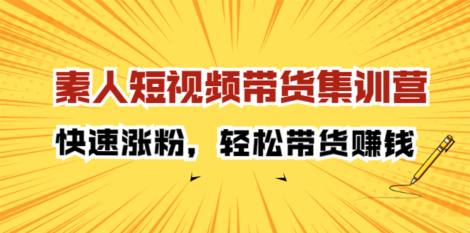 素人短视频带货集训营：快速涨粉，轻松带货赚钱-时光资源网