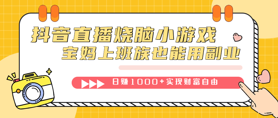 抖音直播烧脑小游戏，不需要找话题聊天，宝妈上班族也能用副业日赚1000+-时光资源网