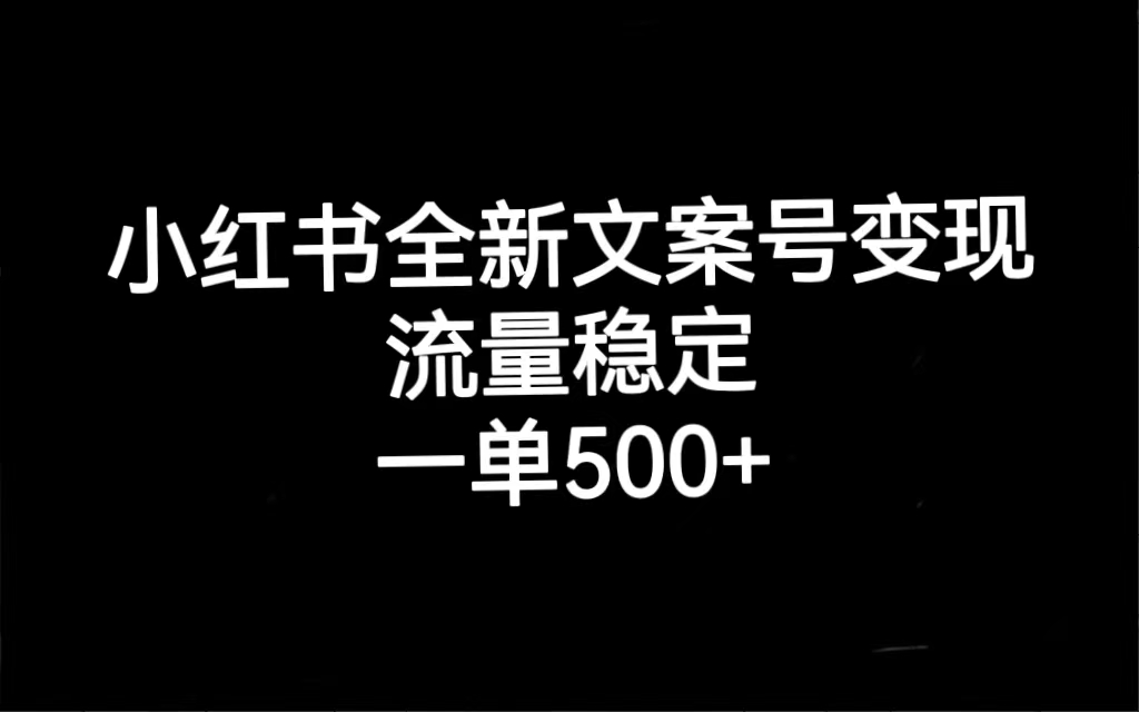 小红书全新文案号变现，流量稳定，一单收入500+-时光资源网