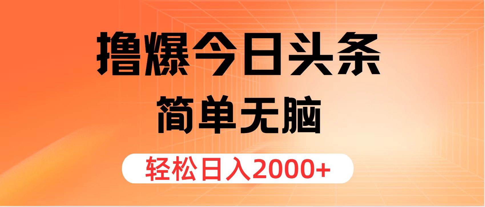 撸爆今日头条，简单无脑，日入2000+-时光资源网