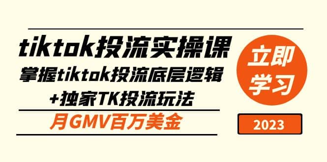 tiktok投流实操课：掌握tiktok投流底层逻辑+独家TK投流玩法-时光资源网