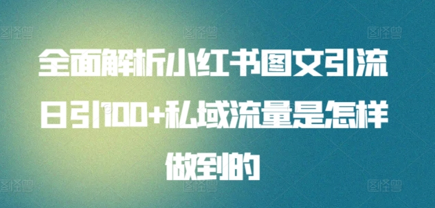 全面解析小红书图文引流日引100私域流量是怎样做到的-时光资源网