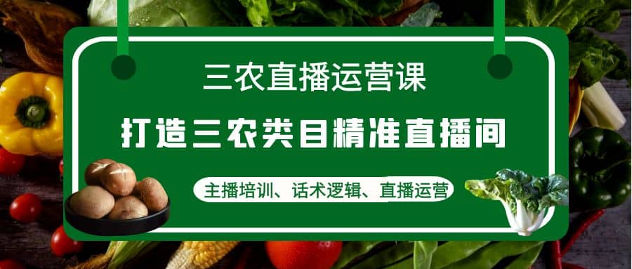 三农直播运营课：打造三农类目精准直播间，主播培训、话术逻辑、直播运营-时光资源网
