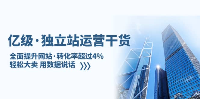 独立站运营干货：全面提升网站·转化率超过4%，轻松大卖 用数据说话-时光资源网