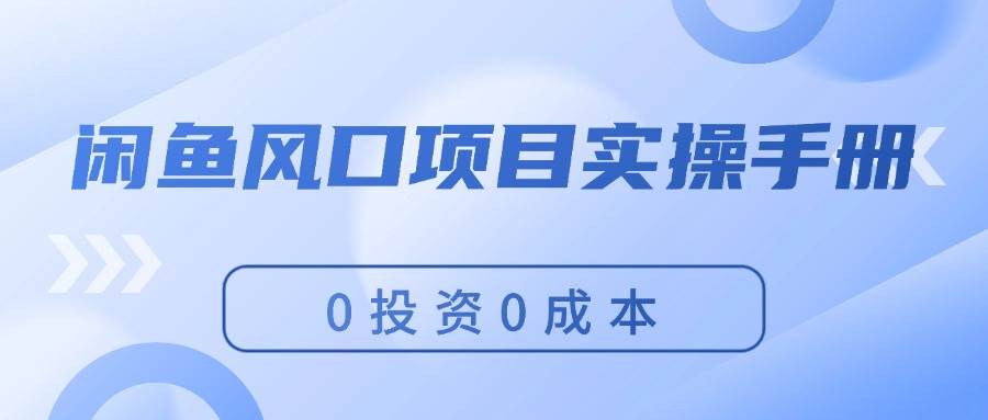 闲鱼风口项目实操手册，0投资0成本，让你做到，月入过万，新手可做-时光资源网