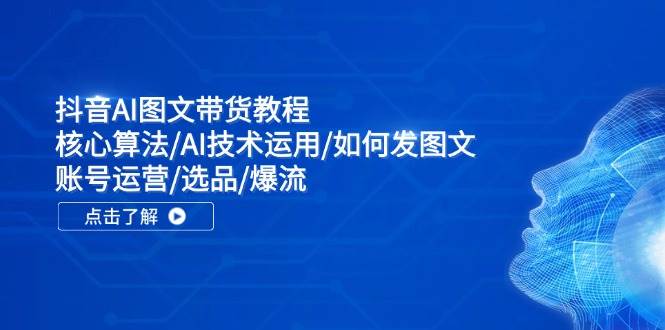 抖音AI图文带货教程：核心算法/AI技术运用/如何发图文/账号运营/选品/爆流-时光资源网
