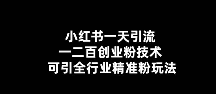 【引流必备】小红书一天引流一二百创业粉技术，可引全行业精准粉玩法-时光资源网