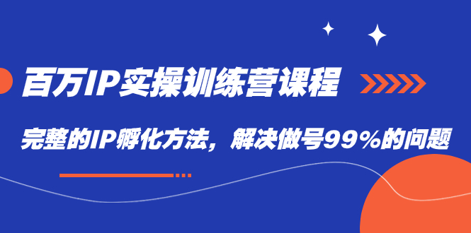 百万IP实战训练营课程，完整的IP孵化方法，解决做号99%的问题-时光资源网