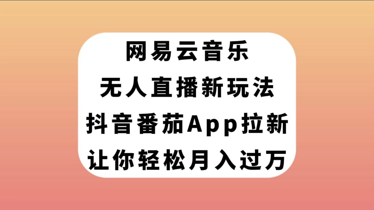 网易云音乐无人直播新玩法，抖音番茄APP拉新，让你轻松月入过万-时光资源网