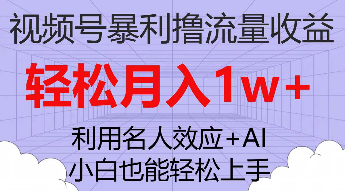 视频号暴利撸流量收益，小白也能轻松上手，轻松月入1w+-时光资源网