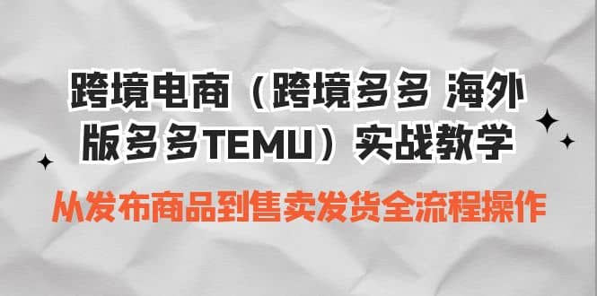 跨境电商（跨境多多 海外版多多TEMU）实操教学 从发布商品到售卖发货全流程-时光资源网