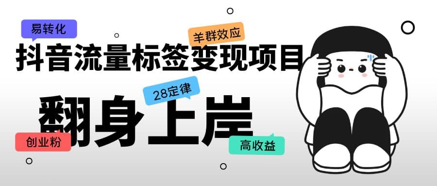 抖音流量标签变现项目，抖音创业粉轻松转化，单价高收益简单-时光资源网