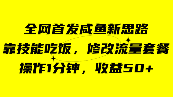 咸鱼冷门新玩法，靠“技能吃饭”，修改流量套餐，操作1分钟，收益50+-时光资源网