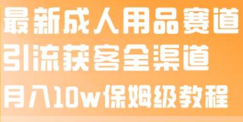 最新成人用品赛道引流获客全渠道，月入10w保姆级教程-时光资源网