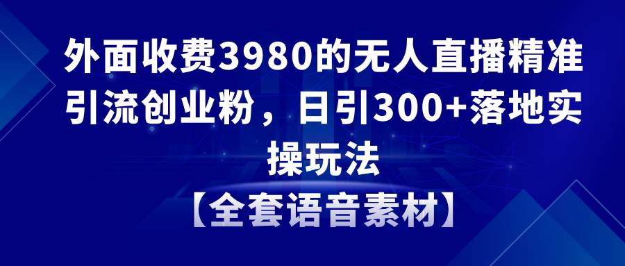 无人直播精准引流创业粉，日引300+落地实操玩法【全套语音素材】-时光资源网