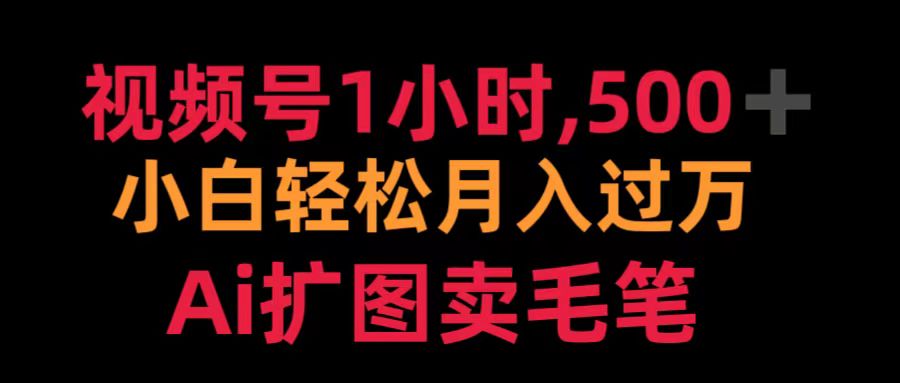 视频号1小时，500＋ 小白轻松月入过万 Ai扩图卖毛笔-时光资源网