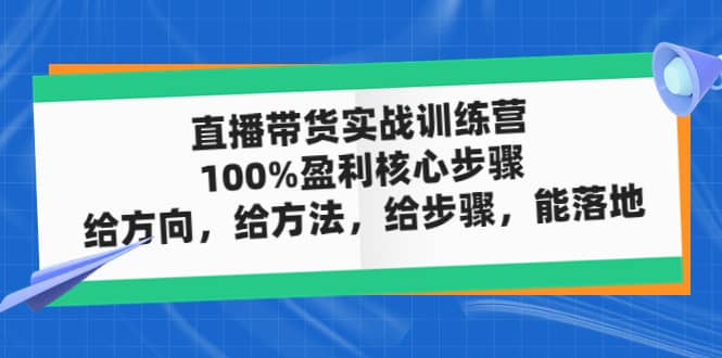 直播带货实战训练营：100%盈利核心步骤，给方向，给方法，给步骤，能落地-时光资源网