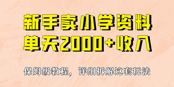 我如何通过卖小学资料，实现单天2000+，实操项目，保姆级教程+资料+工具-时光资源网