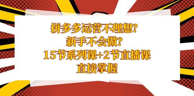 拼多多运营不理想？新手不会做？15节系列课+2节直播课，直接掌握-时光资源网