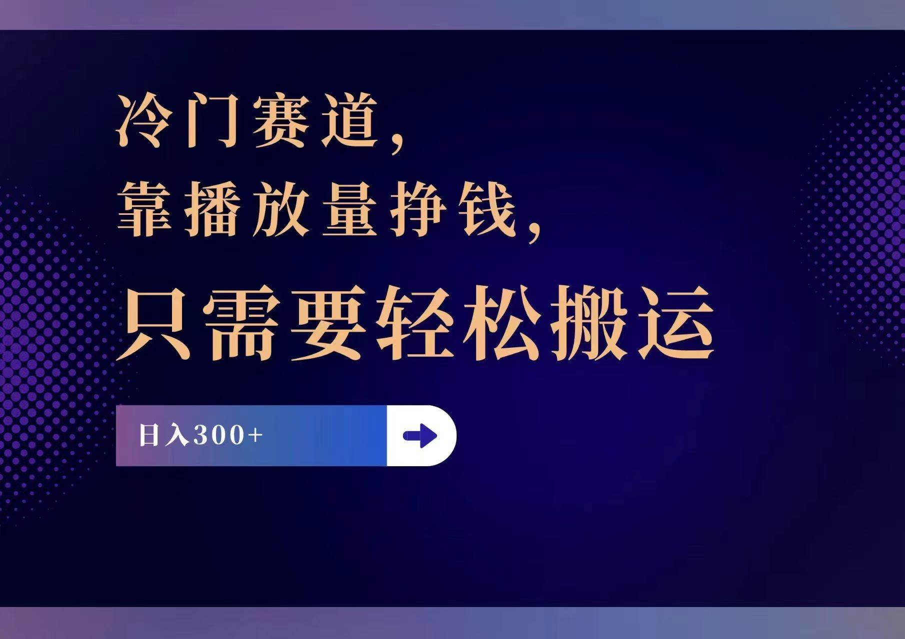 冷门赛道，靠播放量挣钱，只需要轻松搬运，日赚300+-时光资源网