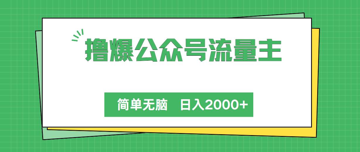 撸爆公众号流量主，简单无脑，单日变现2000+-时光资源网