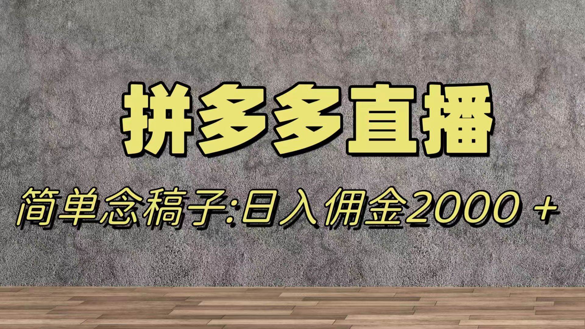 蓝海赛道拼多多直播，无需露脸，日佣金2000＋-时光资源网