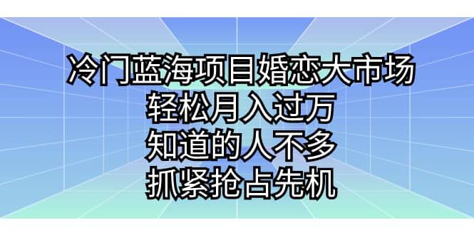 冷门蓝海项目婚恋大市场，轻松月入过万，知道的人不多，抓紧抢占先机-时光资源网