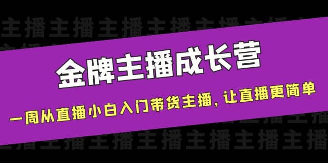 金牌主播成长营，一周从直播小白入门带货主播，让直播更简单-时光资源网