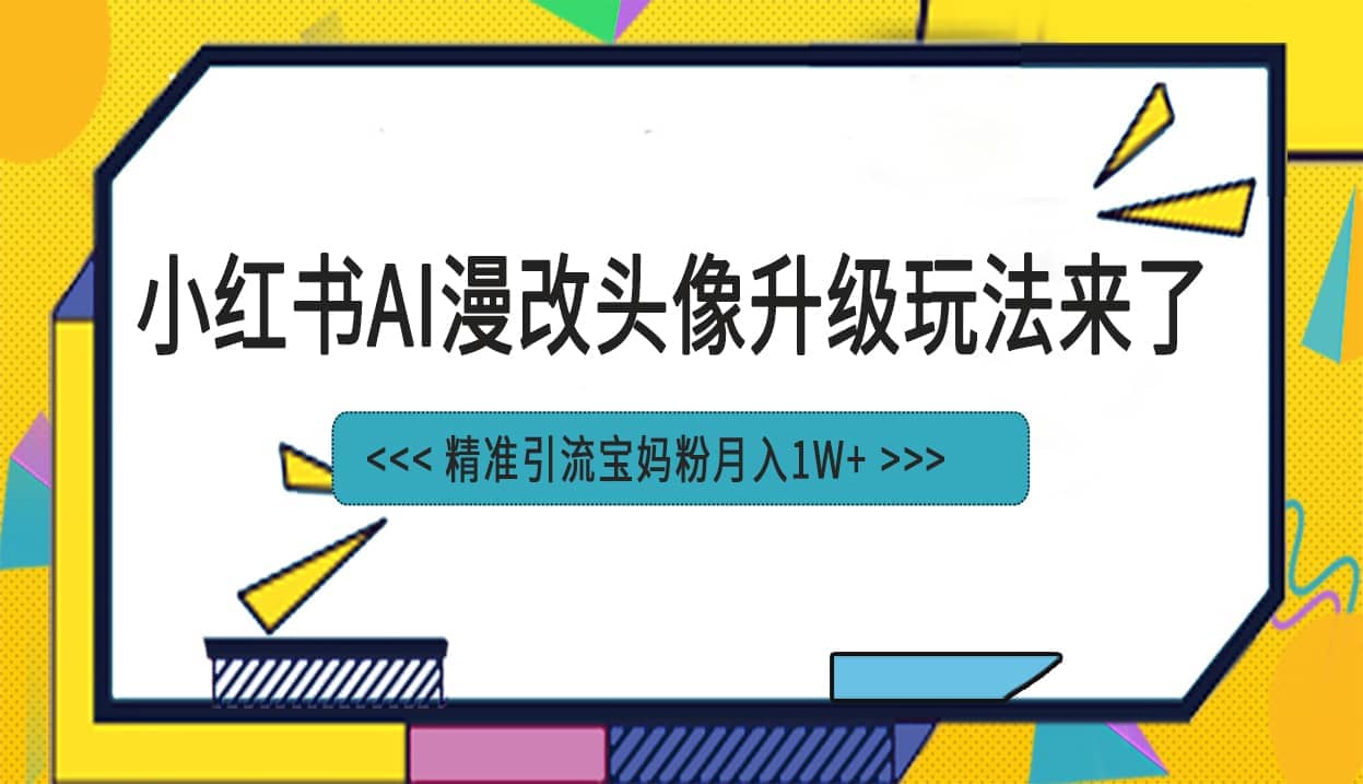 小红书最新AI漫改头像项目，精准引流宝妈粉，月入1w+-时光资源网