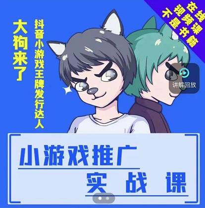 大狗来了：小游戏推广实战课，带你搭建一个游戏推广变现账号-时光资源网