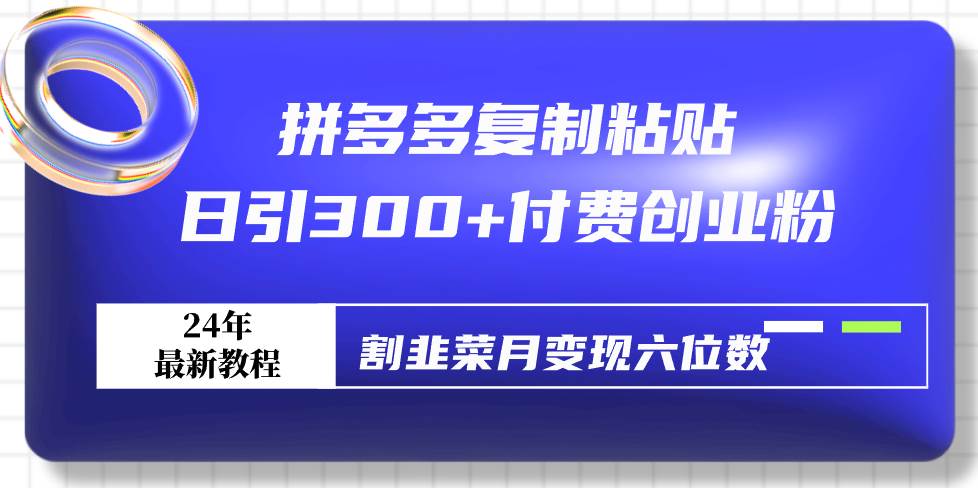 拼多多复制粘贴日引300+付费创业粉，割韭菜月变现六位数最新教程！-时光资源网