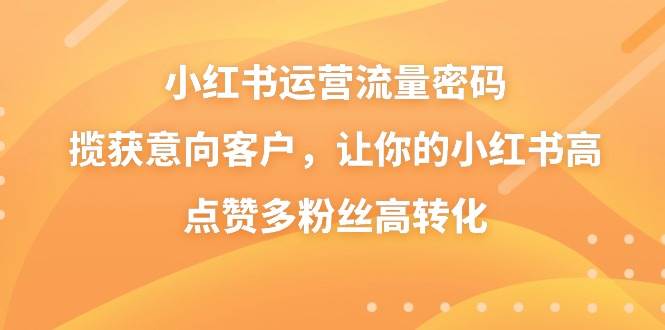 小红书运营流量密码，揽获意向客户，让你的小红书高点赞多粉丝高转化-时光资源网