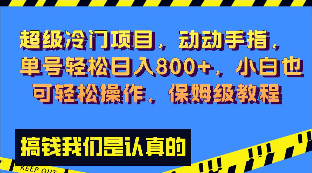 超级冷门项目,动动手指，单号轻松日入800+，小白也可轻松操作，保姆级教程-时光资源网