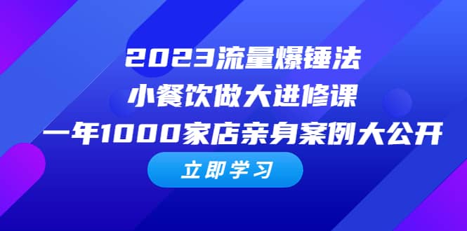 2023流量 爆锤法，小餐饮做大进修课，一年1000家店亲身案例大公开-时光资源网