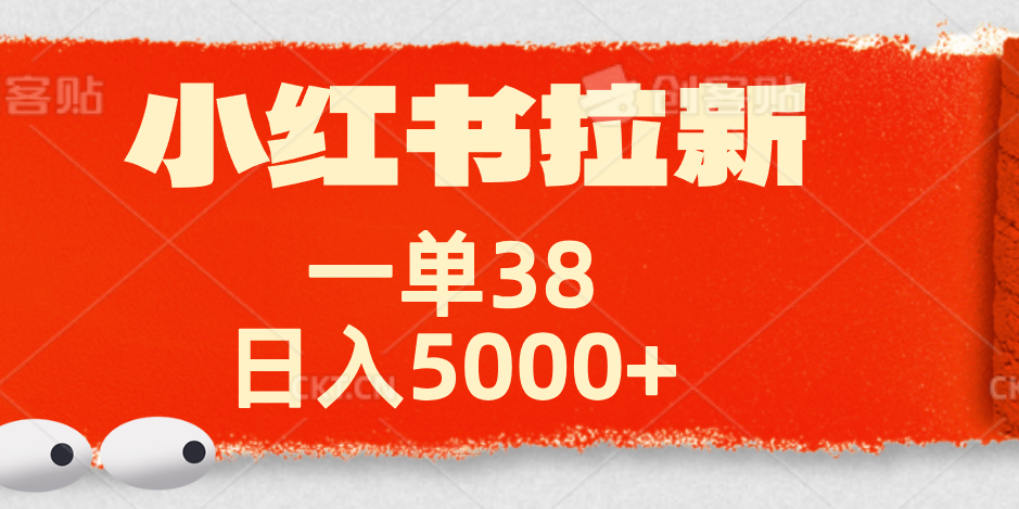 小红书拉新项目，一单38元！日入5000+【揭秘】-时光资源网
