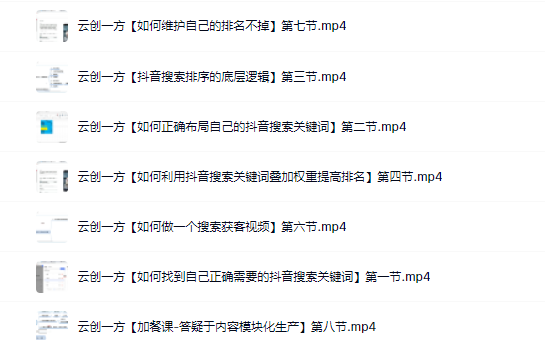 云创一方2022抖音SEO系列课程，教你如何快速上抖音搜索排名第一-时光资源网