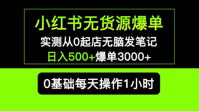 小红书无货源爆单 实测从0起店无脑发笔记爆单3000+长期项目可多店-时光资源网